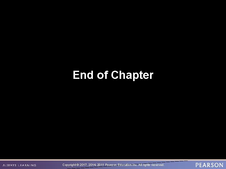 End of Chapter Copyright © 2017, 2014, 2011 Pearson Education Inc. All rights reserved.