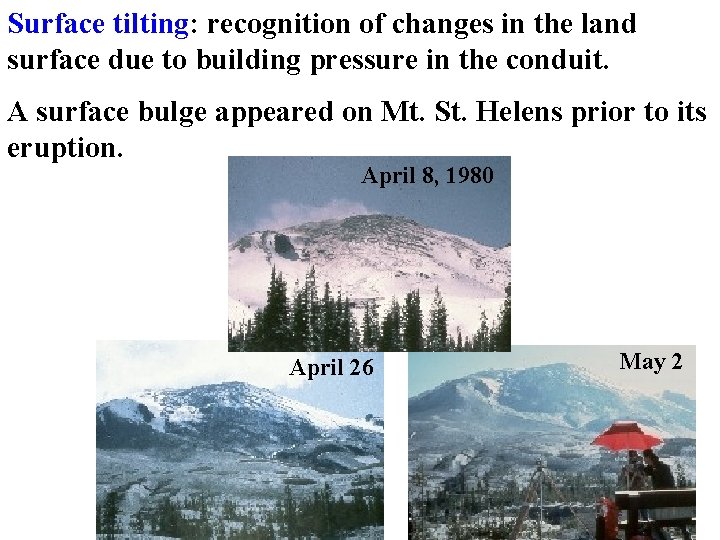 Surface tilting: recognition of changes in the land surface due to building pressure in