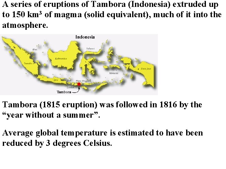 A series of eruptions of Tambora (Indonesia) extruded up to 150 km 3 of