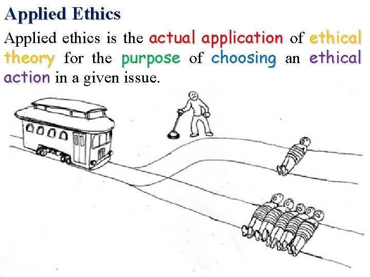 Applied Ethics Applied ethics is the actual application of ethical theory for the purpose
