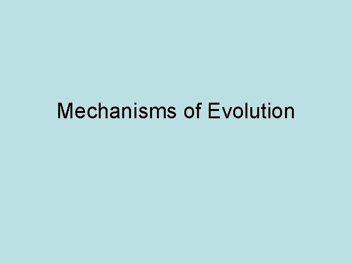 Mechanisms of Evolution 