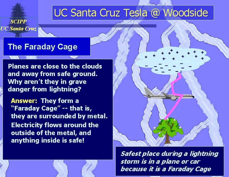 SCIPP UC Santa Cruz Tesla @ Woodside The Faraday Cage + Planes are close