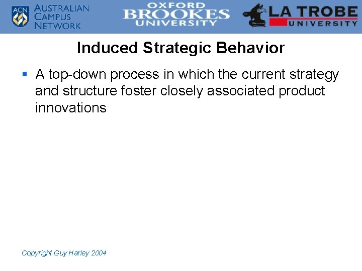 Induced Strategic Behavior § A top-down process in which the current strategy and structure