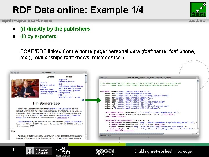RDF Data online: Example 1/4 Digital Enterprise Research Institute www. deri. ie (i) directly