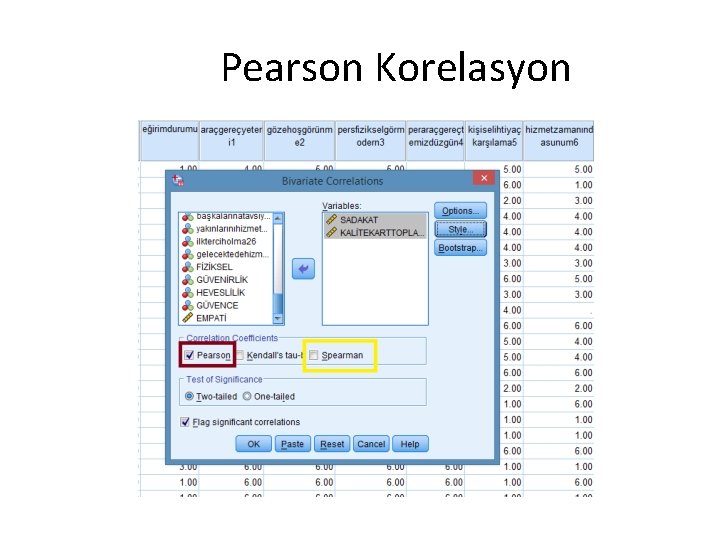 Pearson Korelasyon 