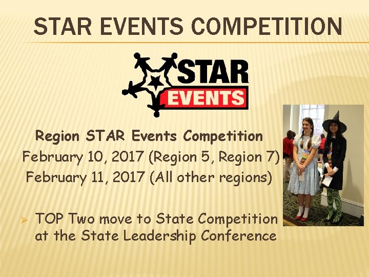 STAR EVENTS COMPETITION Region STAR Events Competition February 10, 2017 (Region 5, Region 7)