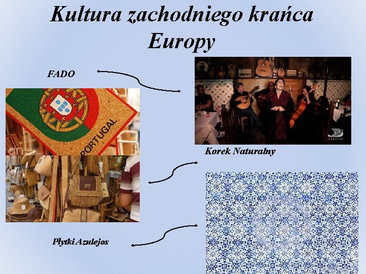 Kultura zachodniego krańca Europy FADO Korek Naturalny Płytki Azulejos 