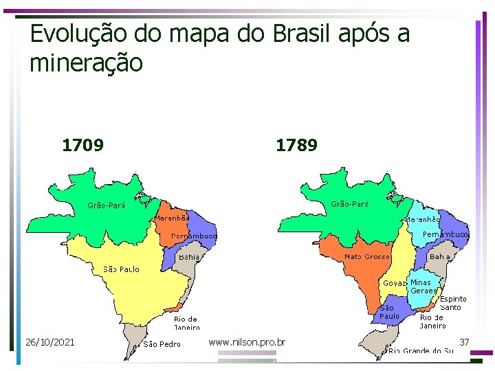 Evolução do mapa do Brasil após a mineração 1709 26/10/2021 1789 www. nilson. pro.