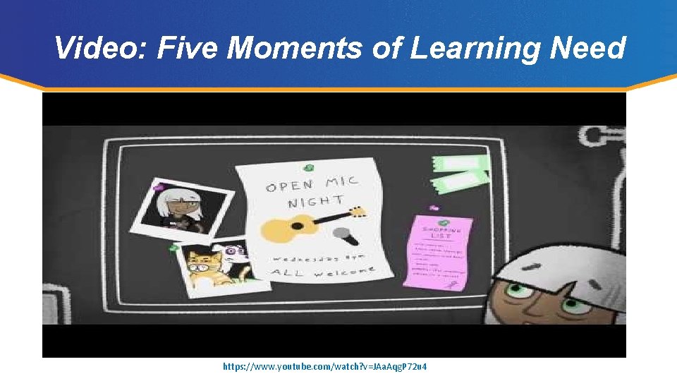 Video: Five Moments of Learning Need https: //www. youtube. com/watch? v=JAa. Aqg. P 72