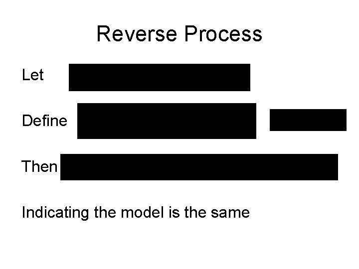 Reverse Process Let Define Then Indicating the model is the same 
