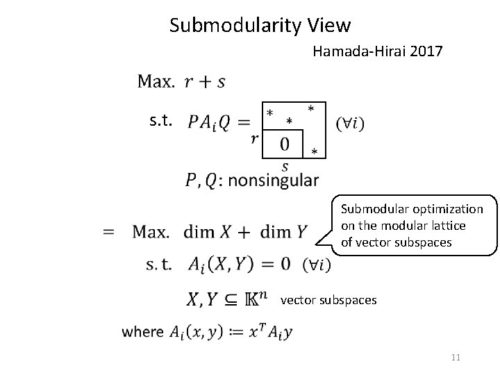 Submodularity View Hamada-Hirai 2017 s. t. Submodular optimization on the modular lattice of vector