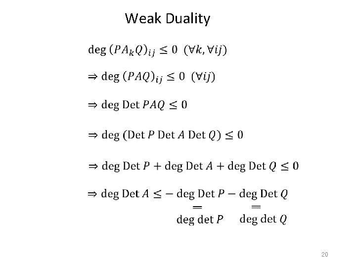 Weak Duality 20 