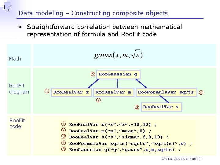 Data modeling – Constructing composite objects • Straightforward correlation between mathematical representation of formula