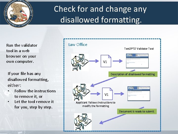 Check for and change any disallowed formatting. Run the validator tool in a web Check for and change any disallowed formatting. Run the validator tool in a web