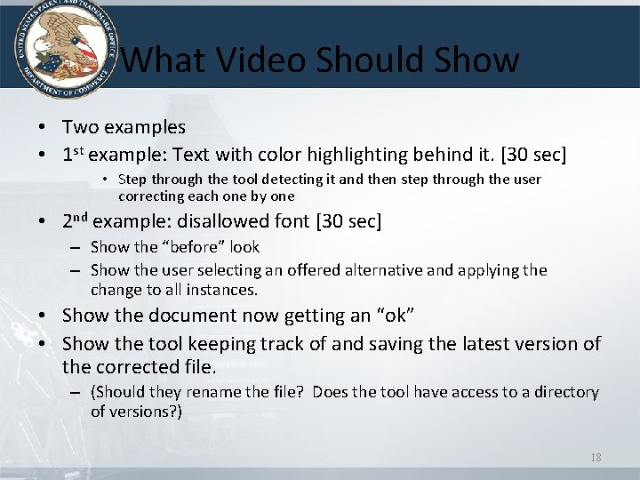 What Video Should Show • Two examples • 1 st example: Text with color What Video Should Show • Two examples • 1 st example: Text with color