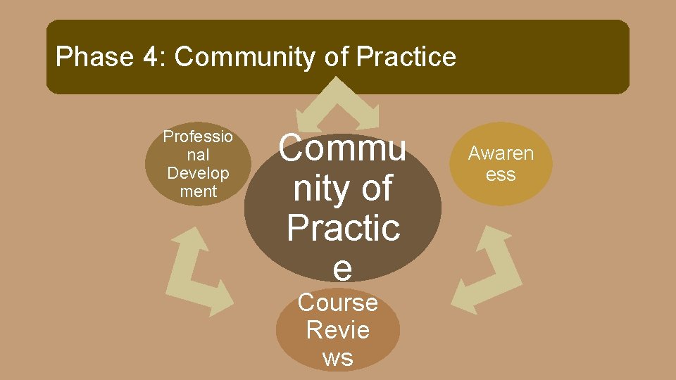 Phase 4: Community of Practice Professio nal Develop ment Commu nity of Practic e Phase 4: Community of Practice Professio nal Develop ment Commu nity of Practic e