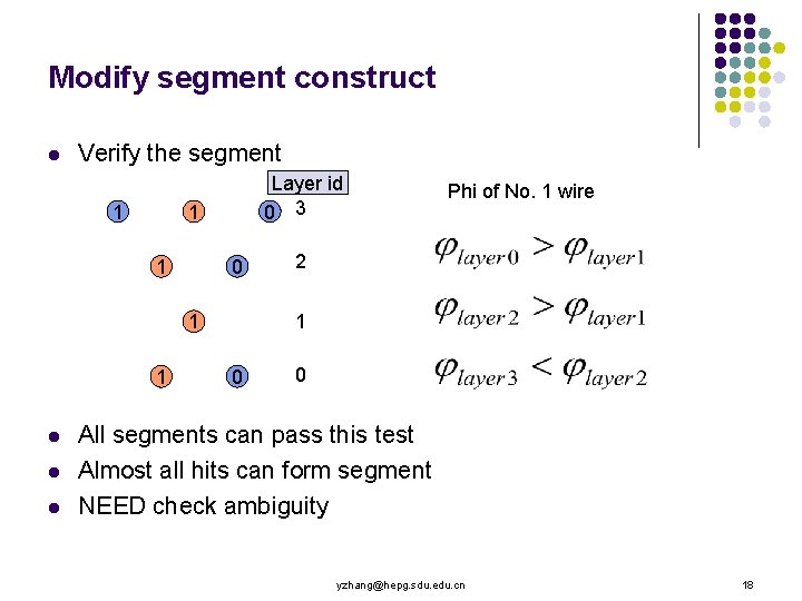 Modify segment construct l Verify the segment 1 Layer id 0 3 1 1