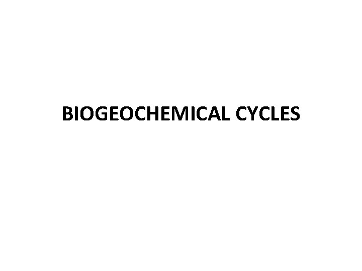 BIOGEOCHEMICAL CYCLES 