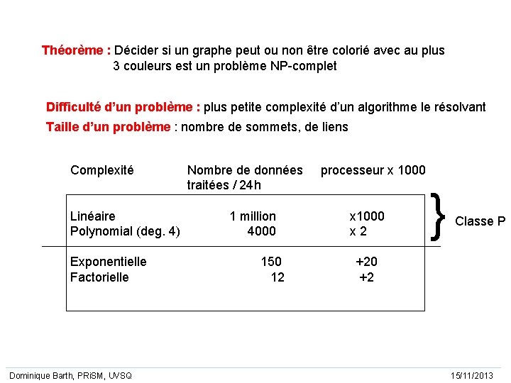 Théorème : Décider si un graphe peut ou non être colorié avec au plus