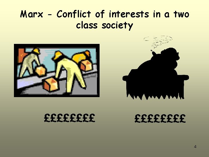 Marx - Conflict of interests in a two class society ££££££££ 4 