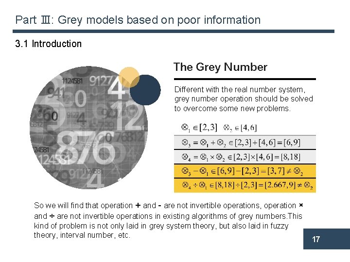 Part Ⅲ: Grey models based on poor information 3. 1 Introduction The Grey Number