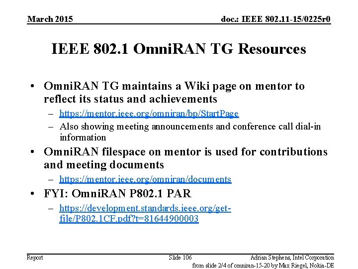 March 2015 doc. : IEEE 802. 11 -15/0225 r 0 IEEE 802. 1 Omni.