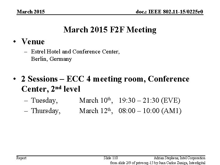 March 2015 doc. : IEEE 802. 11 -15/0225 r 0 March 2015 F 2