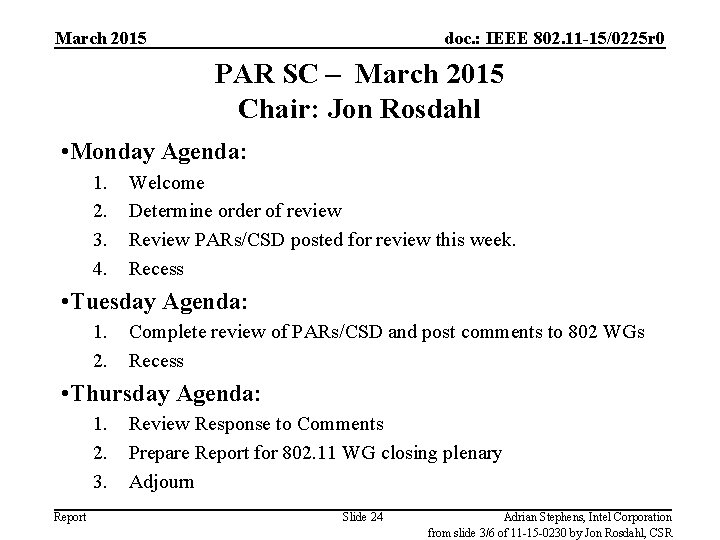March 2015 doc. : IEEE 802. 11 -15/0225 r 0 PAR SC – March