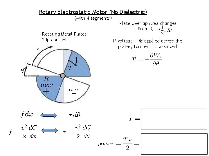 Rotary Electrostatic Motor (No Dielectric) (with 4 segments) - Rotating Metal Plates - Slip