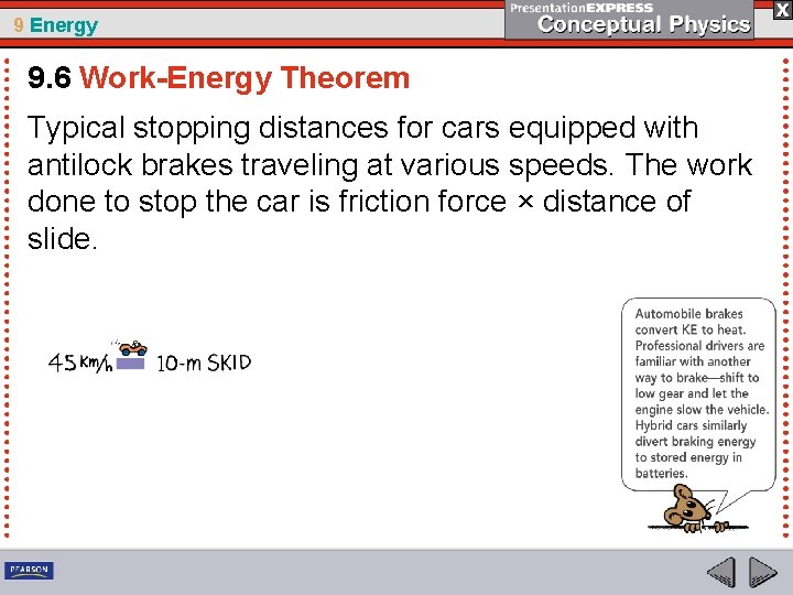 9 Energy 9. 6 Work-Energy Theorem Typical stopping distances for cars equipped with antilock