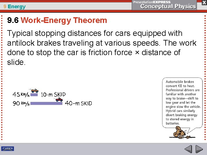 9 Energy 9. 6 Work-Energy Theorem Typical stopping distances for cars equipped with antilock