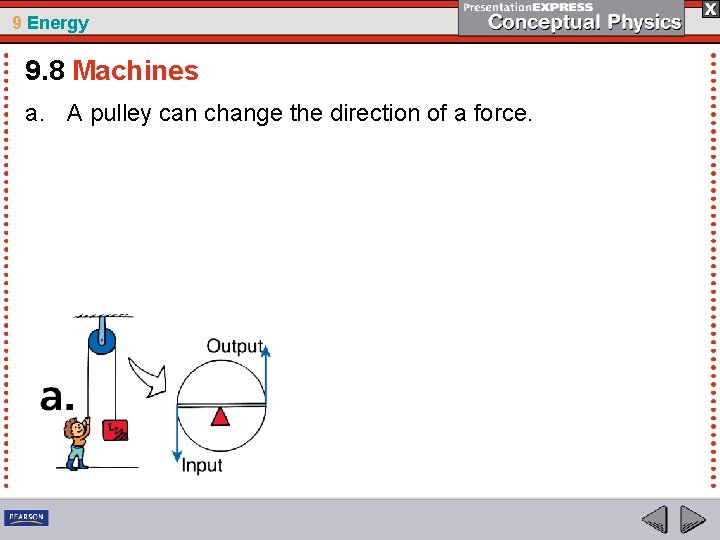 9 Energy 9. 8 Machines a. A pulley can change the direction of a