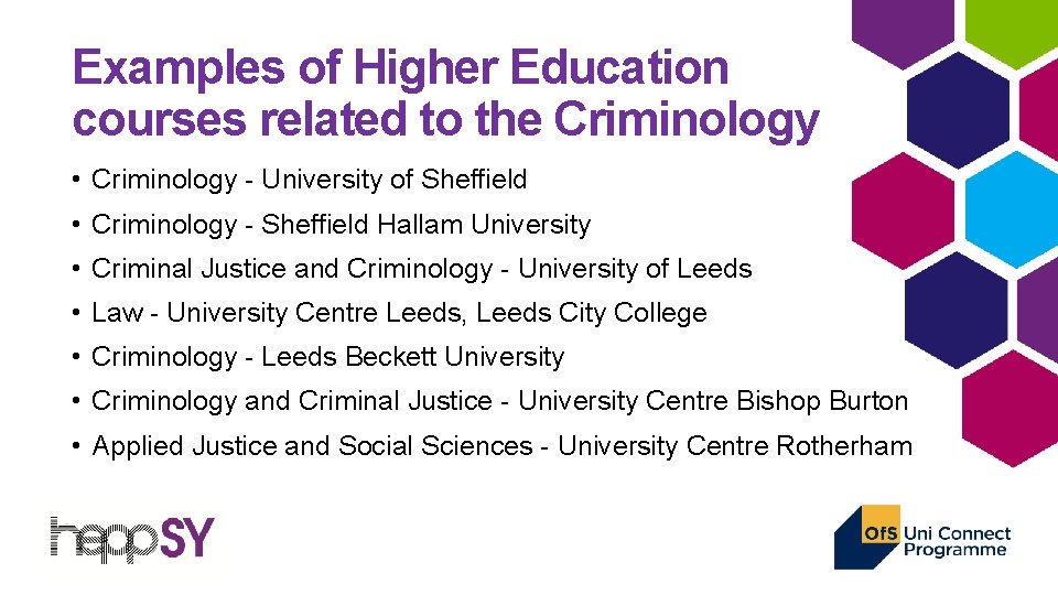 Examples of Higher Education courses related to the Criminology • Criminology - University of