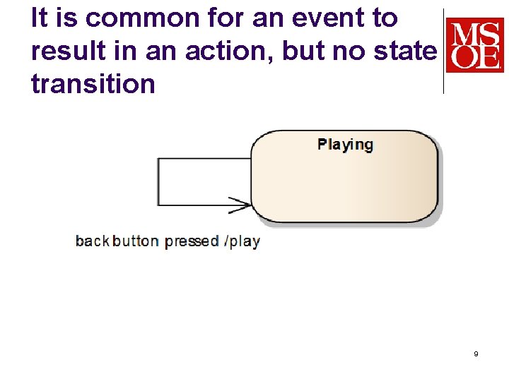 It is common for an event to result in an action, but no state