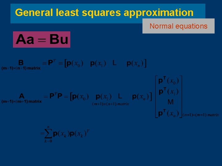General least squares approximation Normal equations General least squares approximation Normal equations