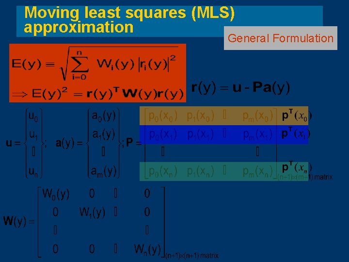 Moving least squares (MLS) approximation General Formulation Moving least squares (MLS) approximation General Formulation