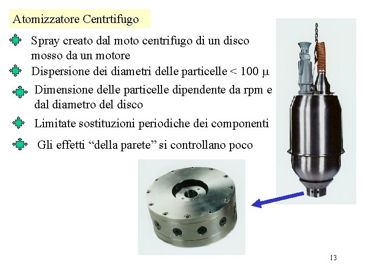 Atomizzatore Centrtifugo Spray creato dal moto centrifugo di un disco mosso da un motore
