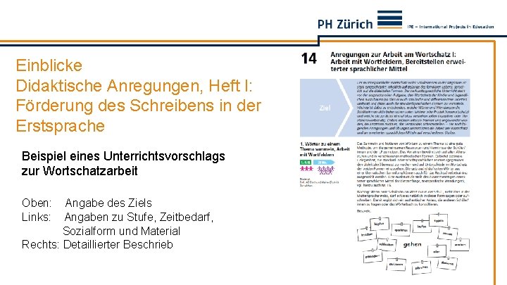 Einblicke Didaktische Anregungen, Heft I: Förderung des Schreibens in der Erstsprache Beispiel eines Unterrichtsvorschlags