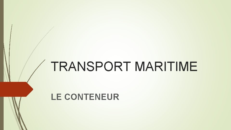 TRANSPORT MARITIME LE CONTENEUR 