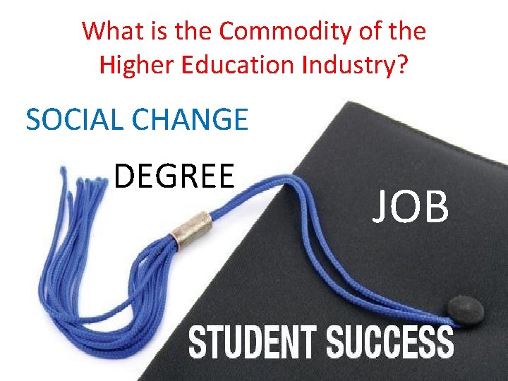 What is the Commodity of the Higher Education Industry? SOCIAL CHANGE DEGREE JOB 