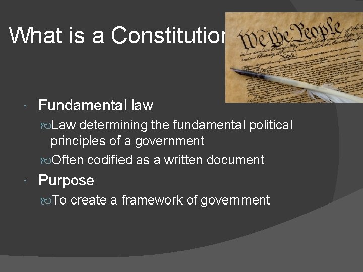 What is a Constitution Fundamental law Law determining the fundamental political principles of a
