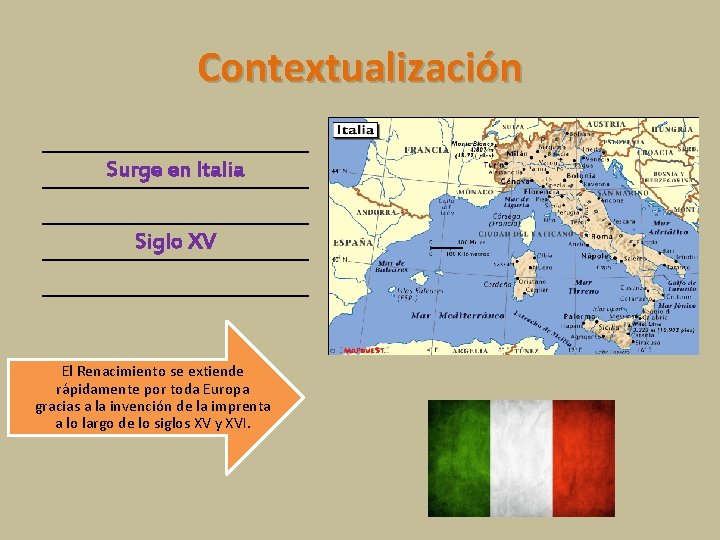 Contextualización Surge en Italia Siglo XV El Renacimiento se extiende rápidamente por toda Europa