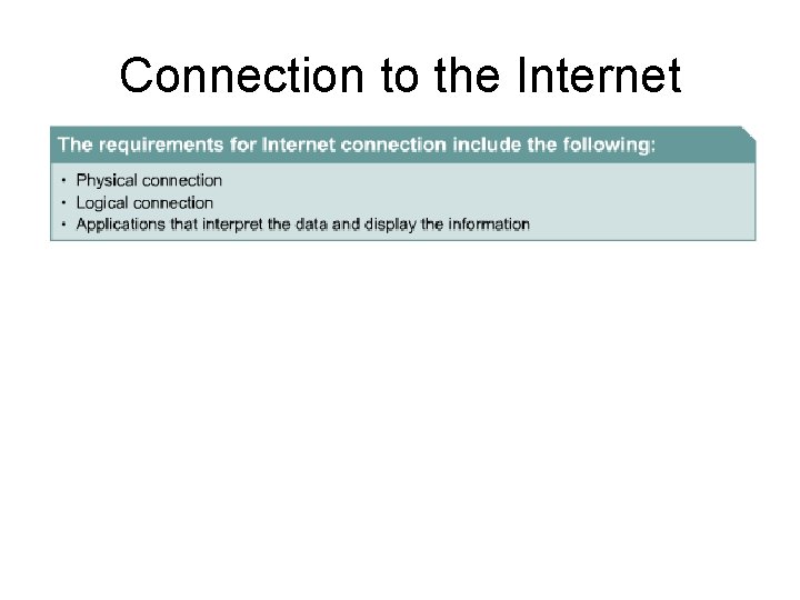 Connection to the Internet 