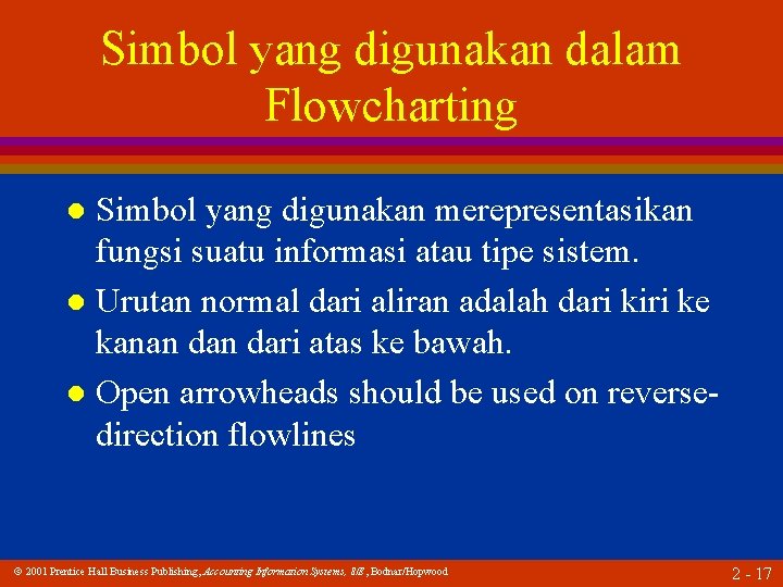 Simbol yang digunakan dalam Flowcharting Simbol yang digunakan merepresentasikan fungsi suatu informasi atau tipe