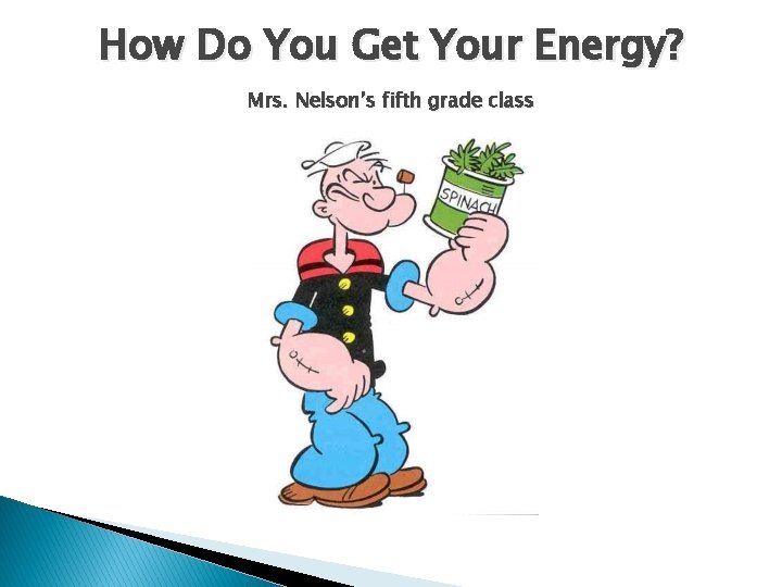 How Do You Get Your Energy? Mrs. Nelson’s fifth grade class 