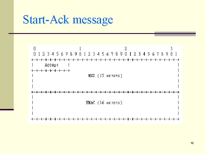 Start-Ack message 18 