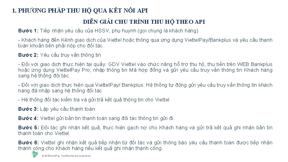 1. PHƯƠNG PHÁP THU HỘ QUA KẾT NỐI API DIỄN GIẢI CHU TRÌNH THU