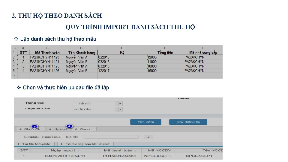 2. THU HỘ THEO DANH SÁCH QUY TRÌNH IMPORT DANH SÁCH THU HỘ v