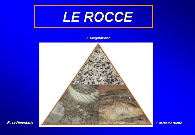 LE ROCCE R. Magmatiche R. sedimentarie R. metamorfiche 1 