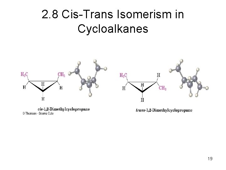 2. 8 Cis-Trans Isomerism in Cycloalkanes 19 